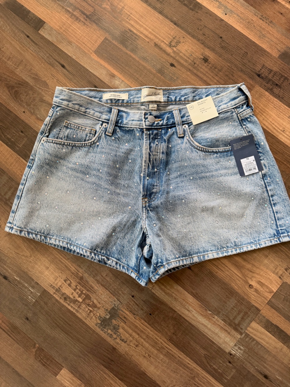 Universal Thread 90s Baggy Light Blue rhinestone Denim Shorts sparkly concert